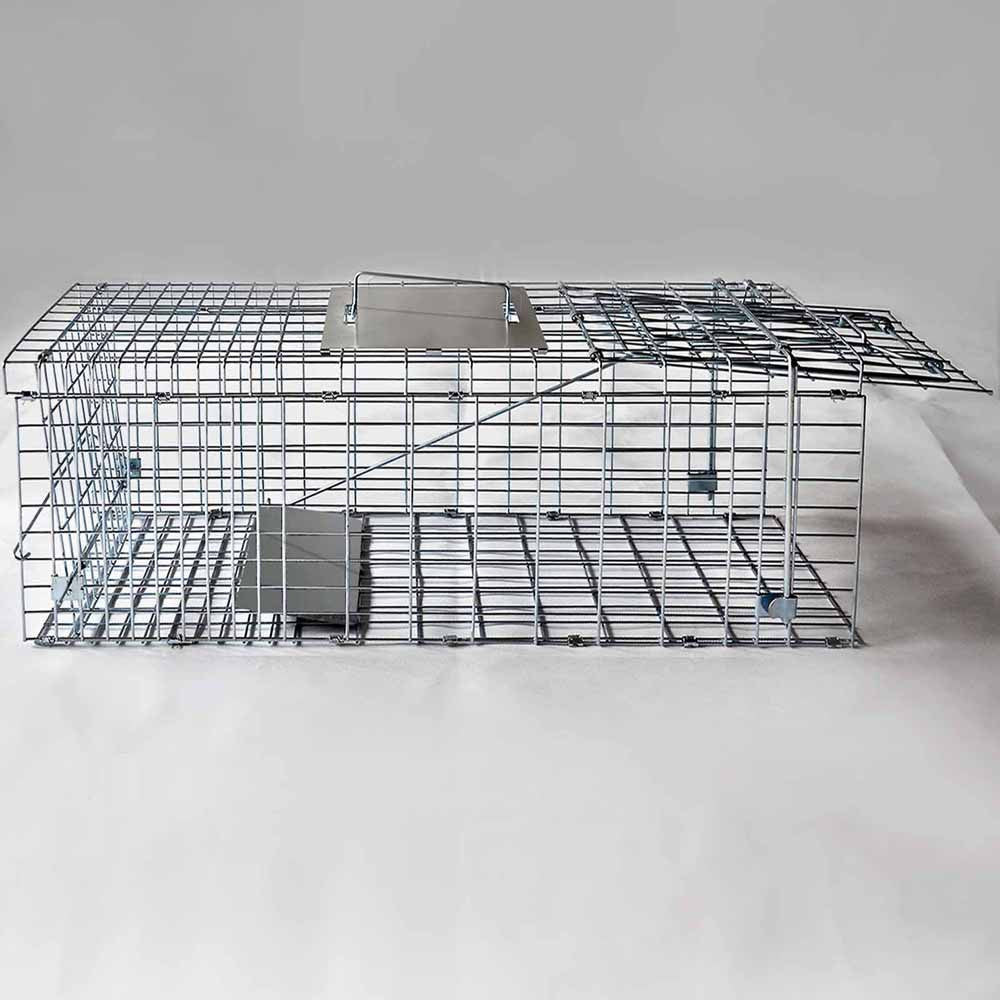 Set of 2 Humane Animal Trap Cage 66 x 23 x 25cm Silver