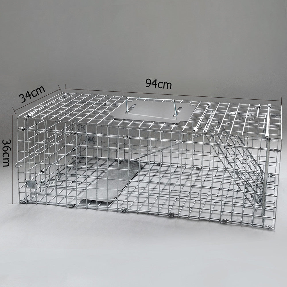 Humane Animal Trap Cage 94 x 34 x 36cm Silver