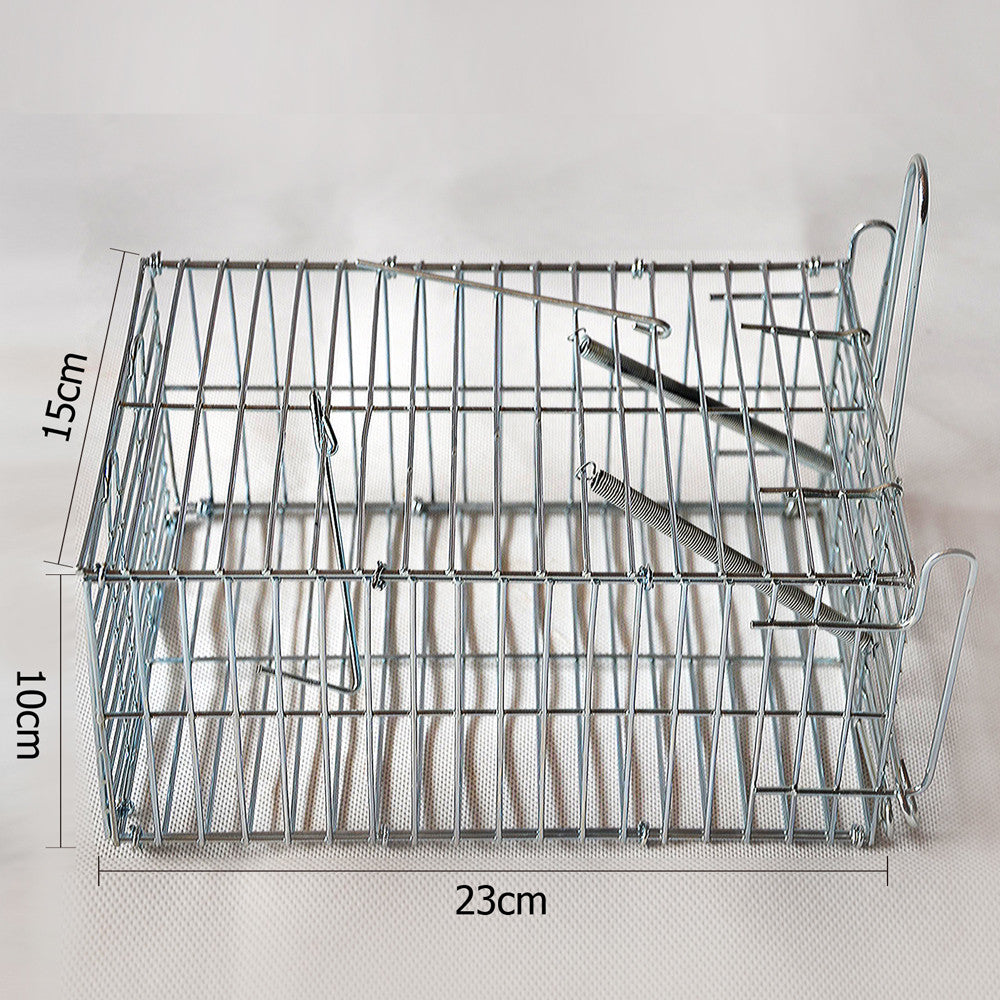 Set of 2 Humane Animal Trap Cage 23 x 15 x 10cm Silver