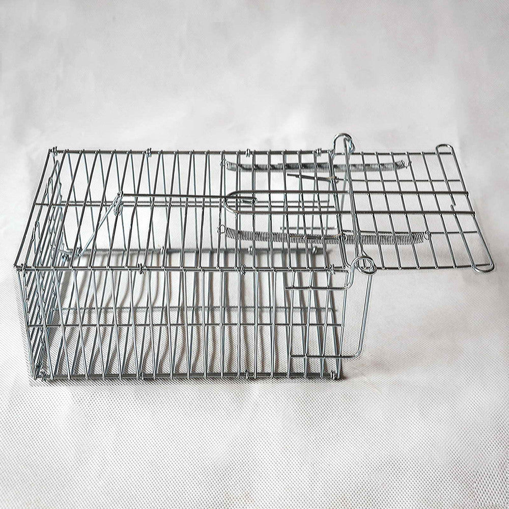 Set of 2 Humane Animal Trap Cage 23 x 15 x 10cm Silver