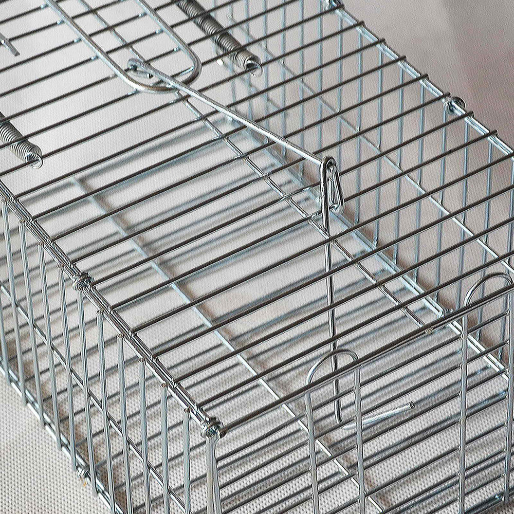 Set of 2 Humane Animal Trap Cage 23 x 15 x 10cm Silver