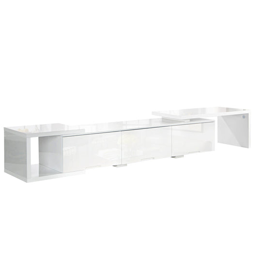 High Gloss Adjustable TV Stand Entertainment Unit 290 cm White