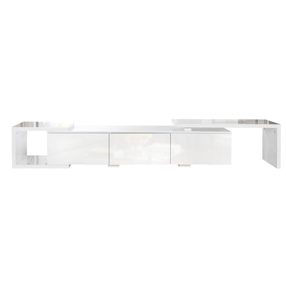 High Gloss Adjustable TV Stand Entertainment Unit 290 cm White