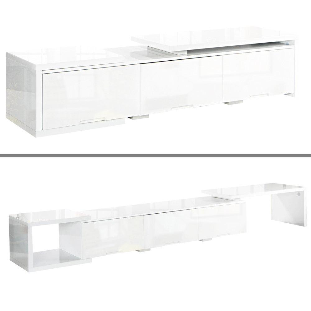 High Gloss Adjustable TV Stand Entertainment Unit 290 cm White