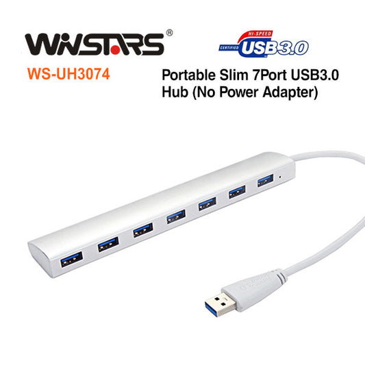 Portable slim 7-Port USB3.0 Hub (No Power)