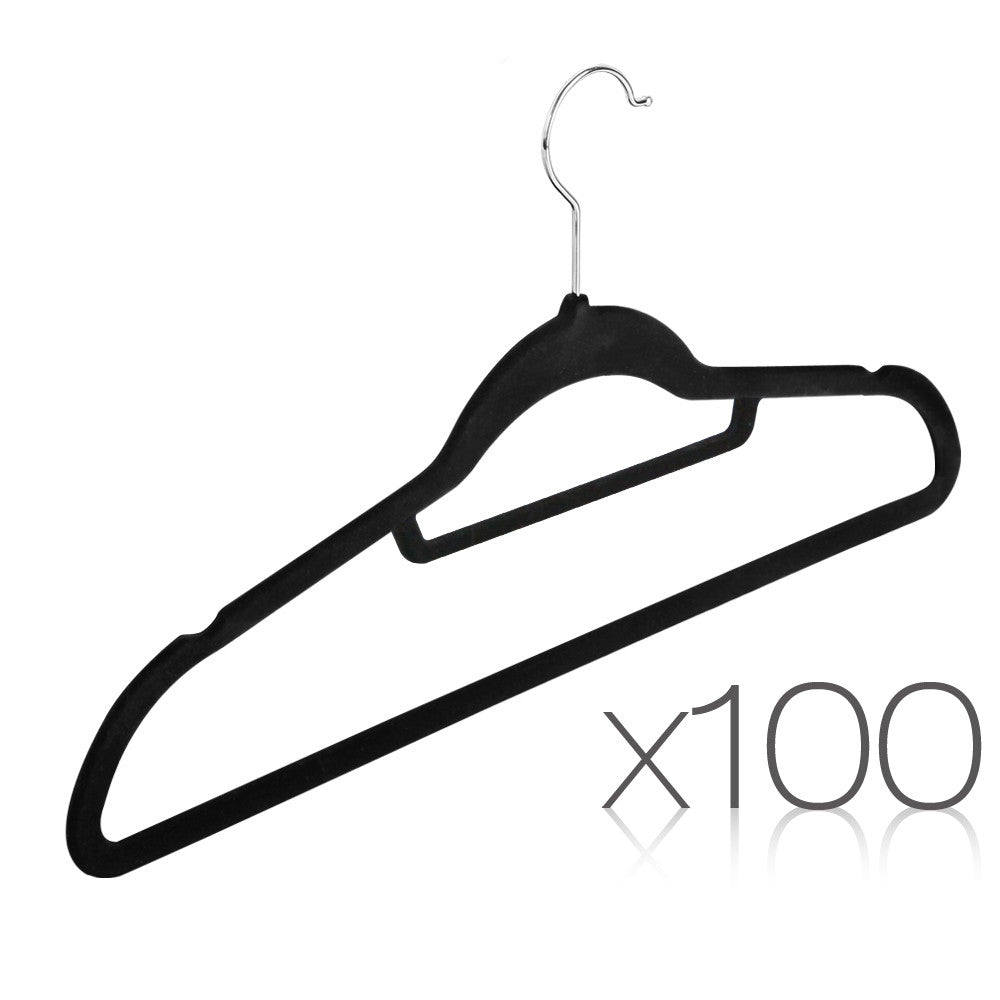 100 Pack Velvet Hangers with Tie Bar