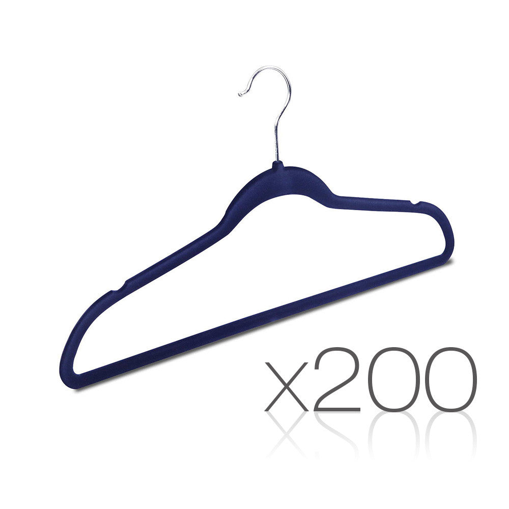 Set of 200 Slim Navy Velvet Hangers