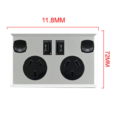 10A Double Australian USB Power Point Supply 2 Socket Switch Wall Plug Black