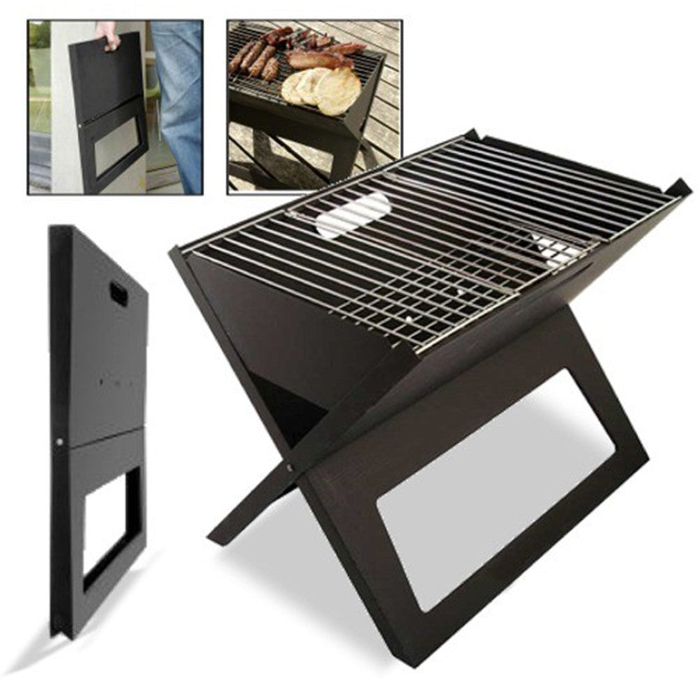 Portable Notebook Grill BBQ Foldable Folding Charcoal Camping Barbecue Picnic