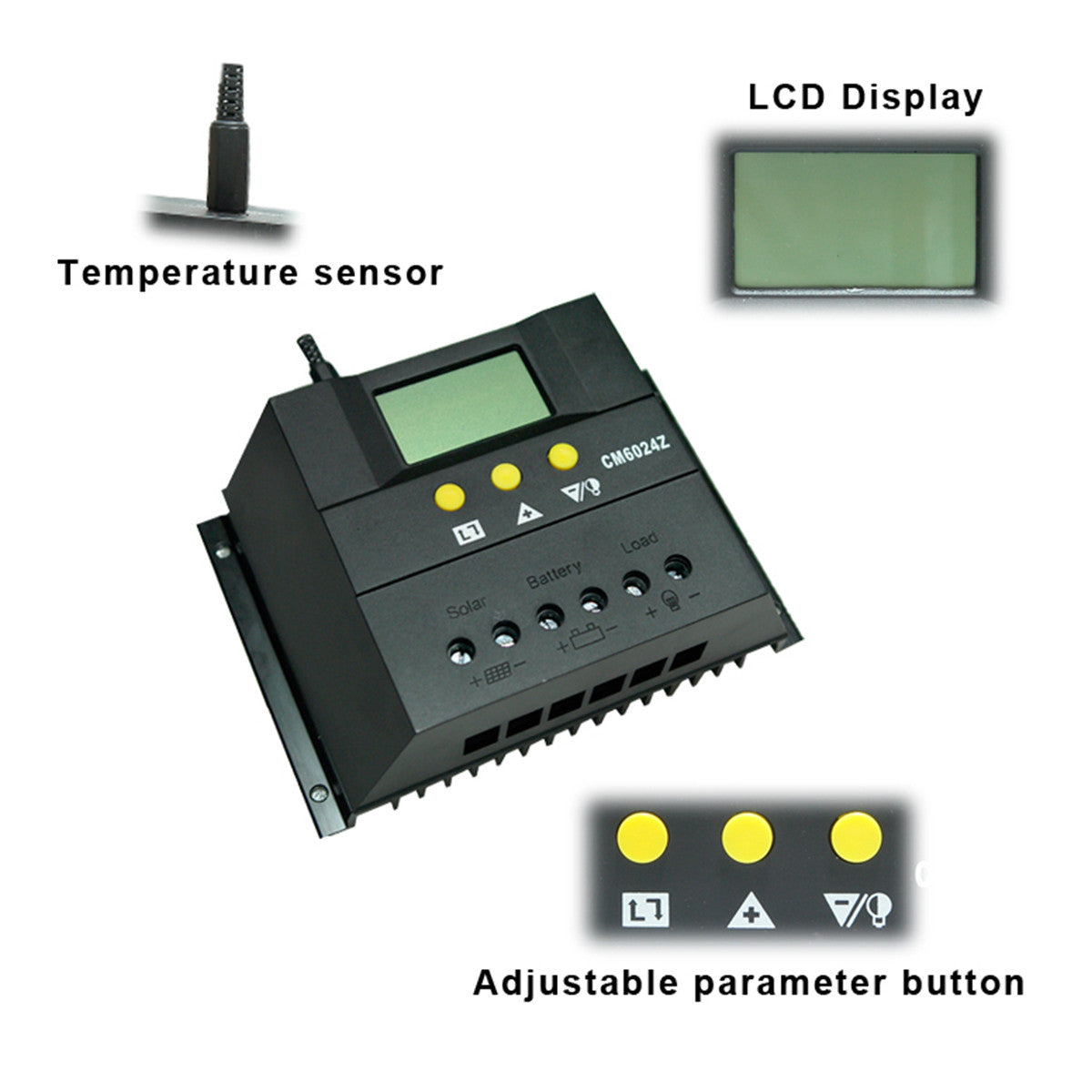 60A 12V-24V LCD Display PWM Solar Panel Regulator Charge Controller Battery