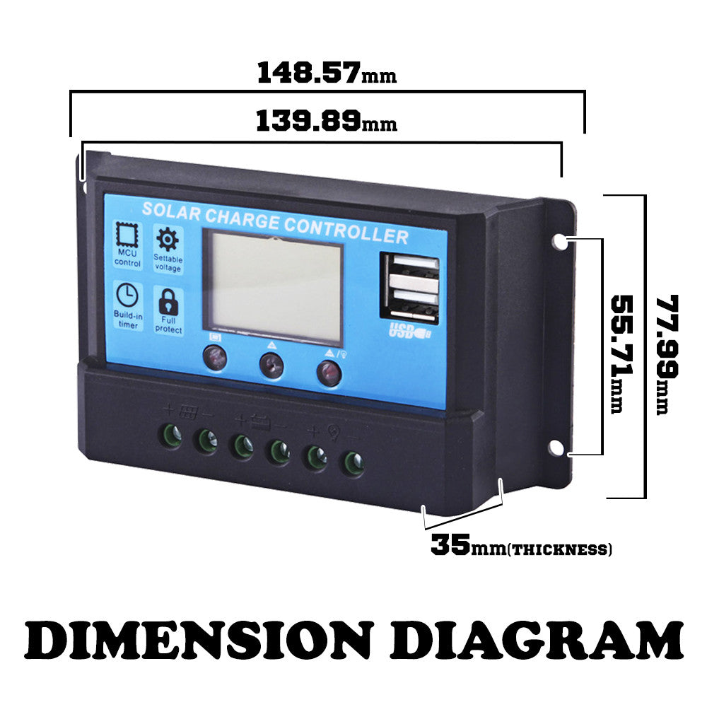 12V-24V 20A LCD Display PWM Solar Panel Regulator Charge Controller Timer PWN