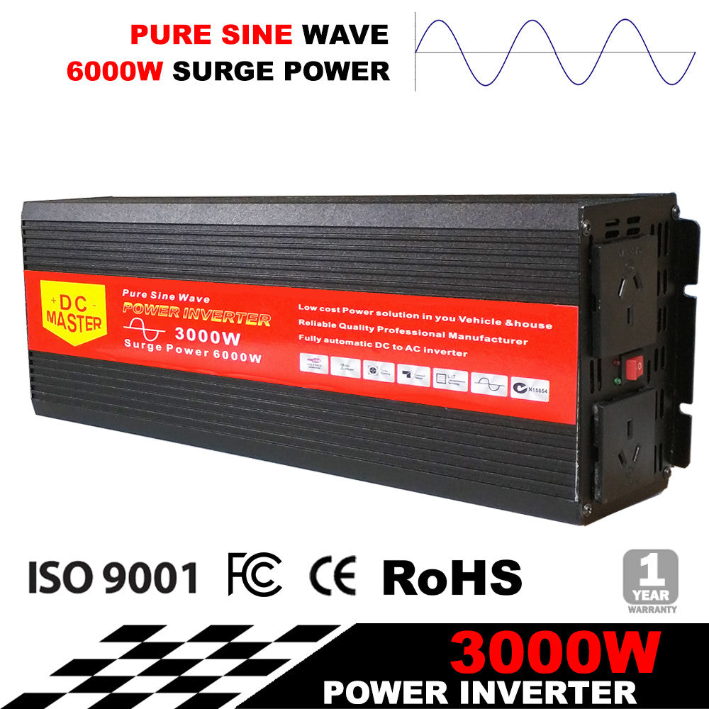 PURE SINE WAVE 3000W MAX 6000W 12V-240V POWER INVERTER CAR CARAVAN CAMPING BOAT