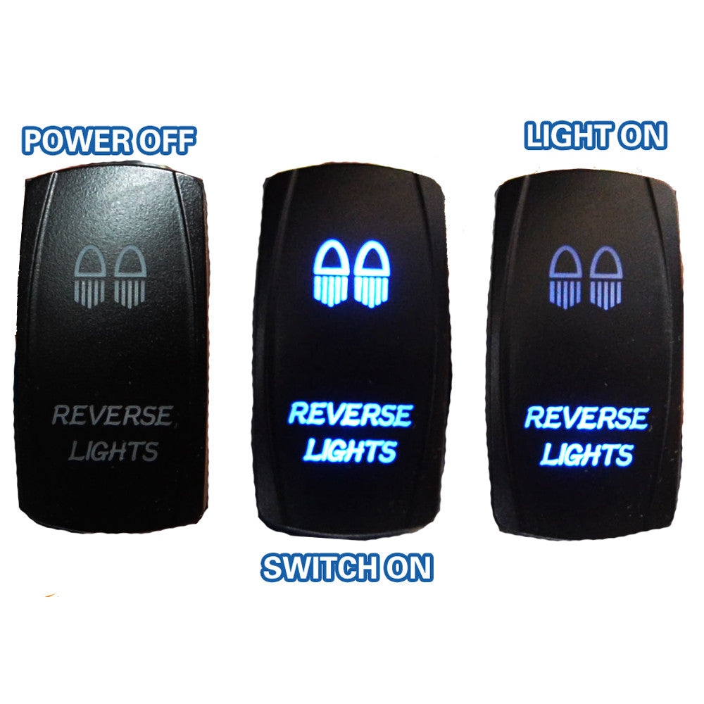 REVERSE LIGHTS CARLING ROCKER SWITCH LASER ETCHED WORK LIGHT BAR 4WD HID 12V 24V