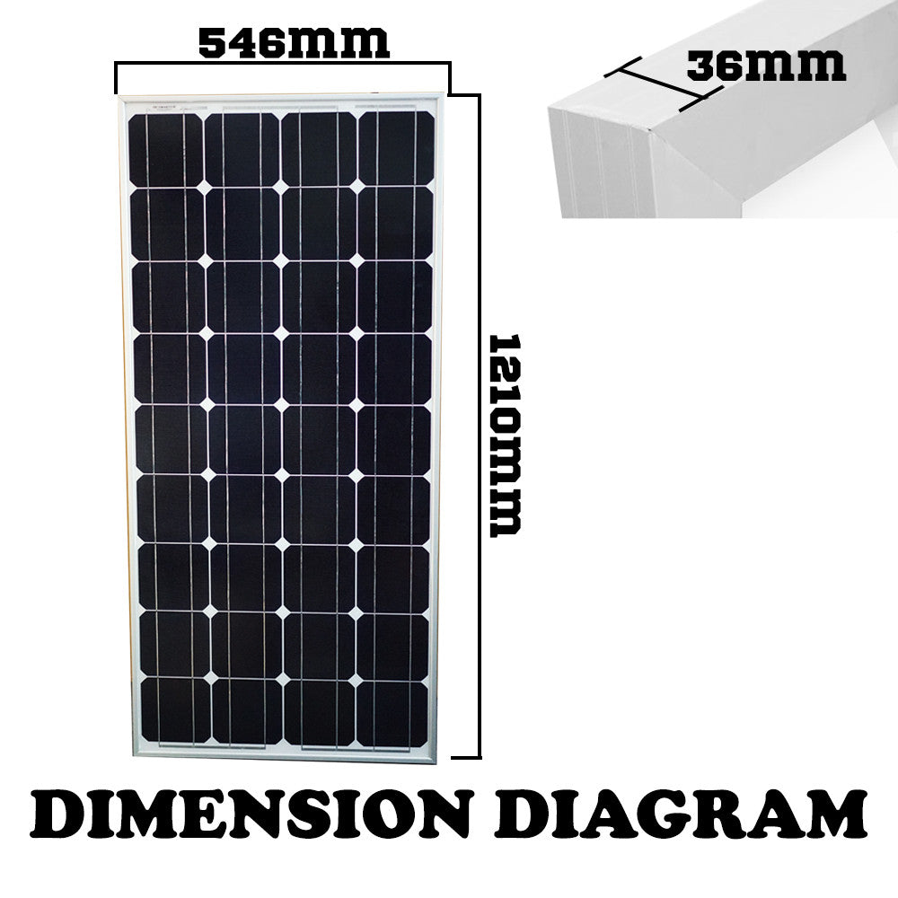 12V 100W SOLAR PANEL KIT HOME GENERATOR MONO CARAVAN CAMPING POWER CHARGING