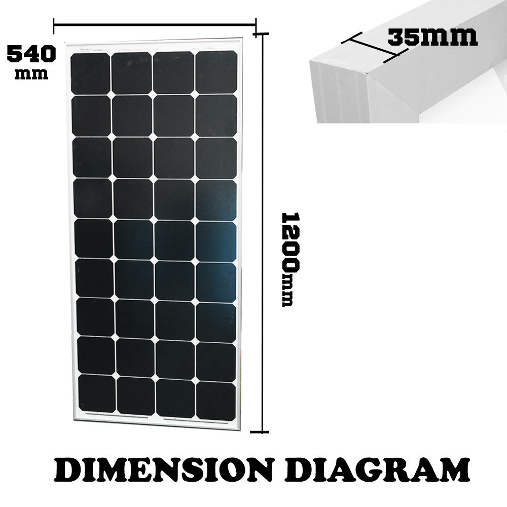 12V 130W Solar Panel Home Generator Camping Power Mono Charging Kit Battery PWM