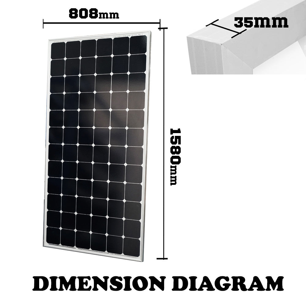 250W 12V Solar Panel kit Generator Power Mono Caravan Camping Battery Charging