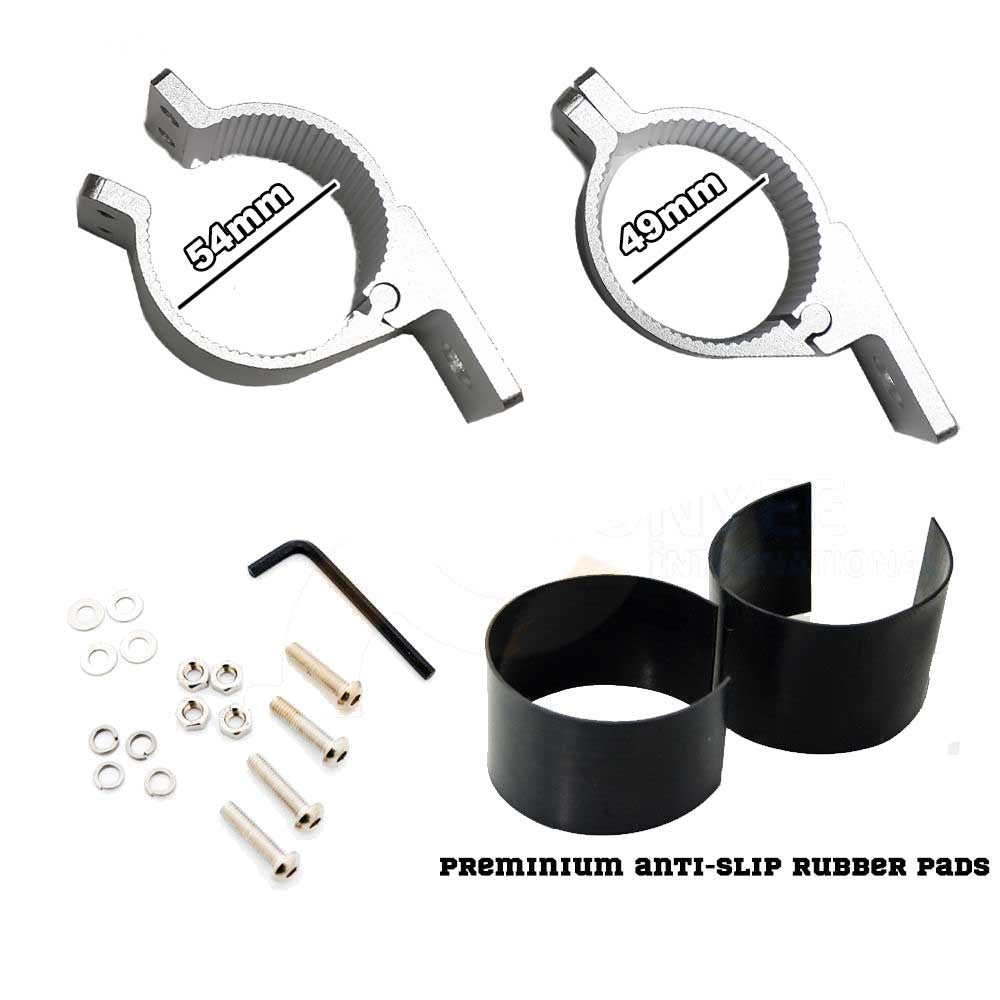 PAIR Silver Bullbar Mounting Bracket Clamp 49-54mm For LED Light Bar HID ARB