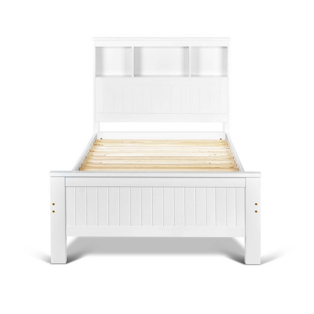 King Single Wooden Bedframe with Storage Shelf