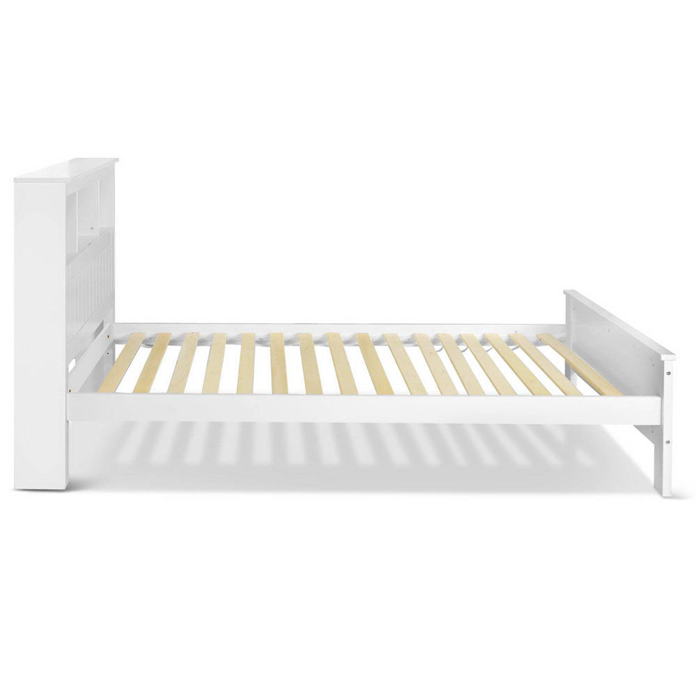 King Single Wooden Bedframe with Storage Shelf