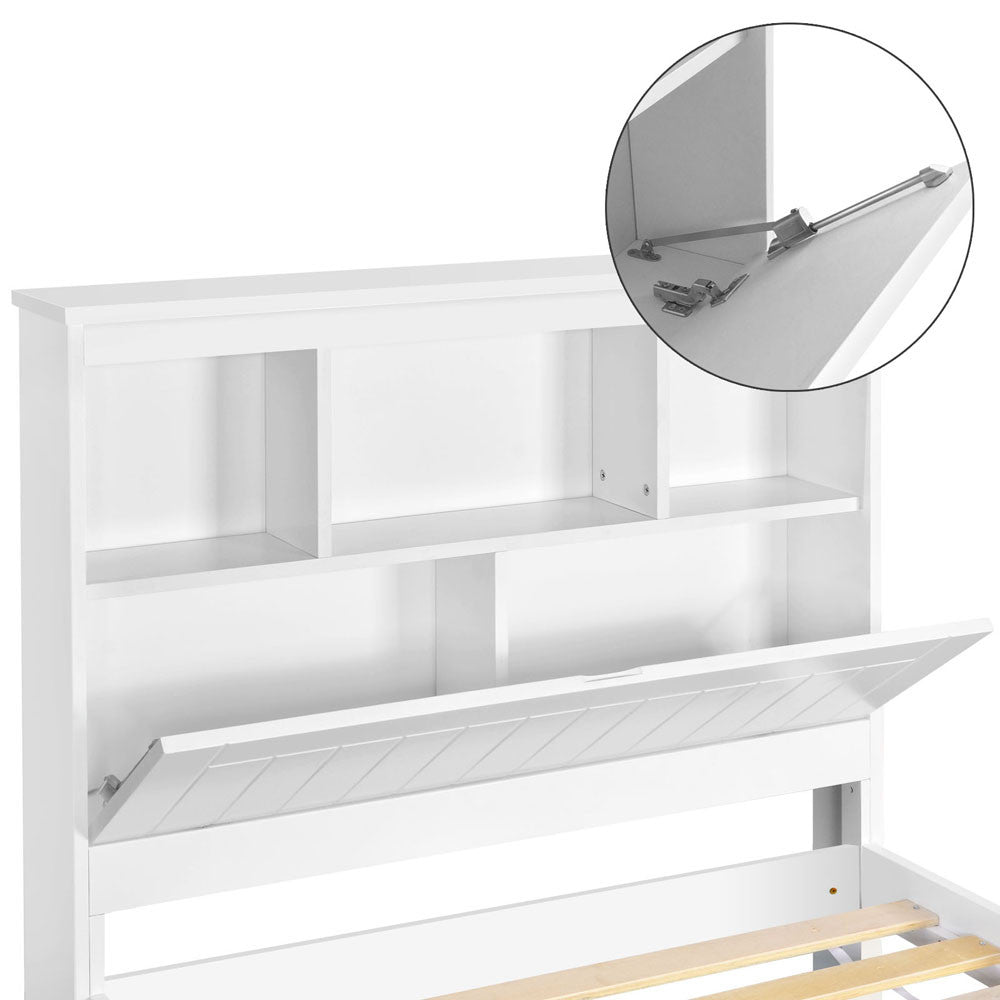 King Single Wooden Bedframe with Storage Shelf