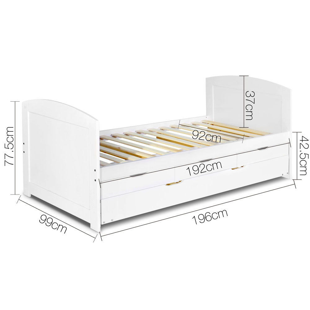 Wooden Trundle Bed Frame - Single