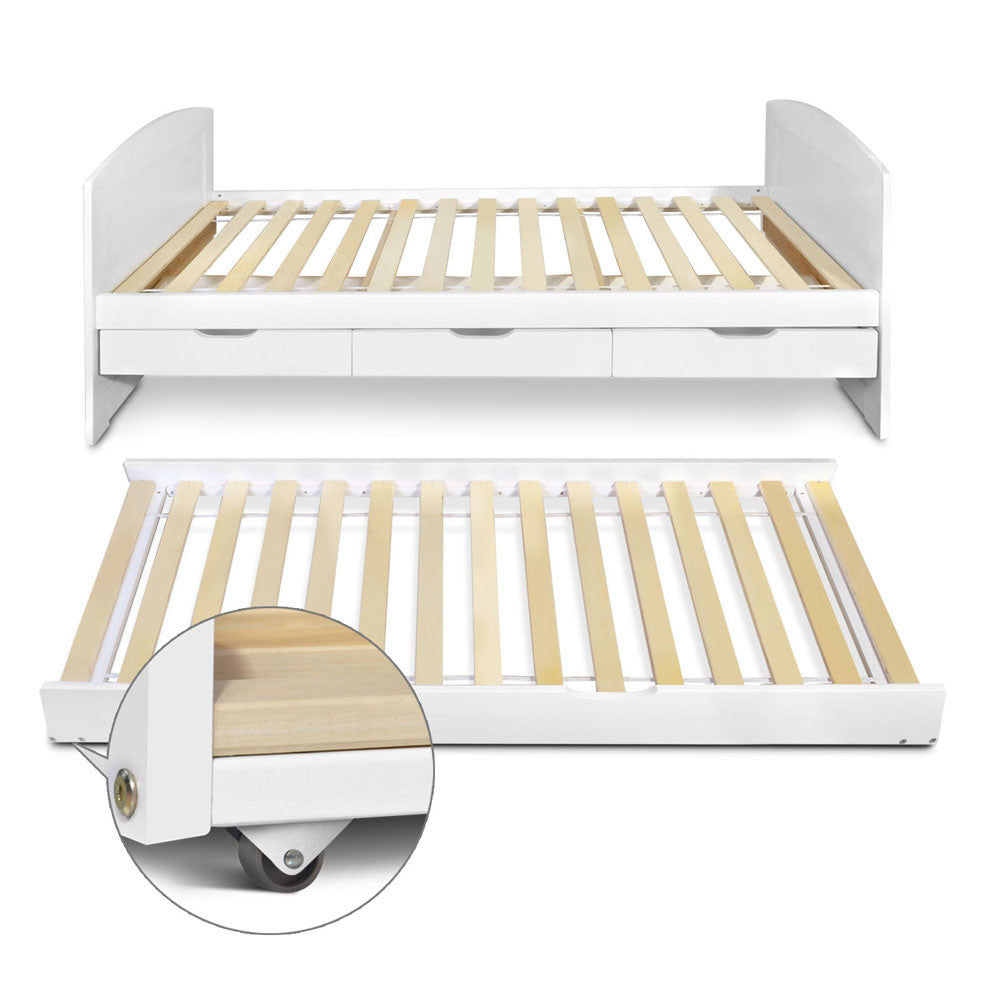 Wooden Trundle Bed Frame - Single