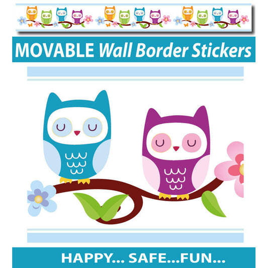 Cute Nursery Owl Wall Border Stickers - Totally Movable