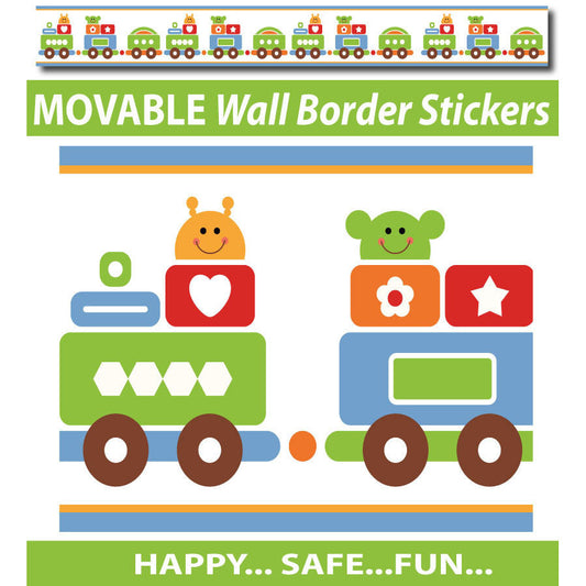 Train Wall Border Stickers - Totally Movable and Reusable