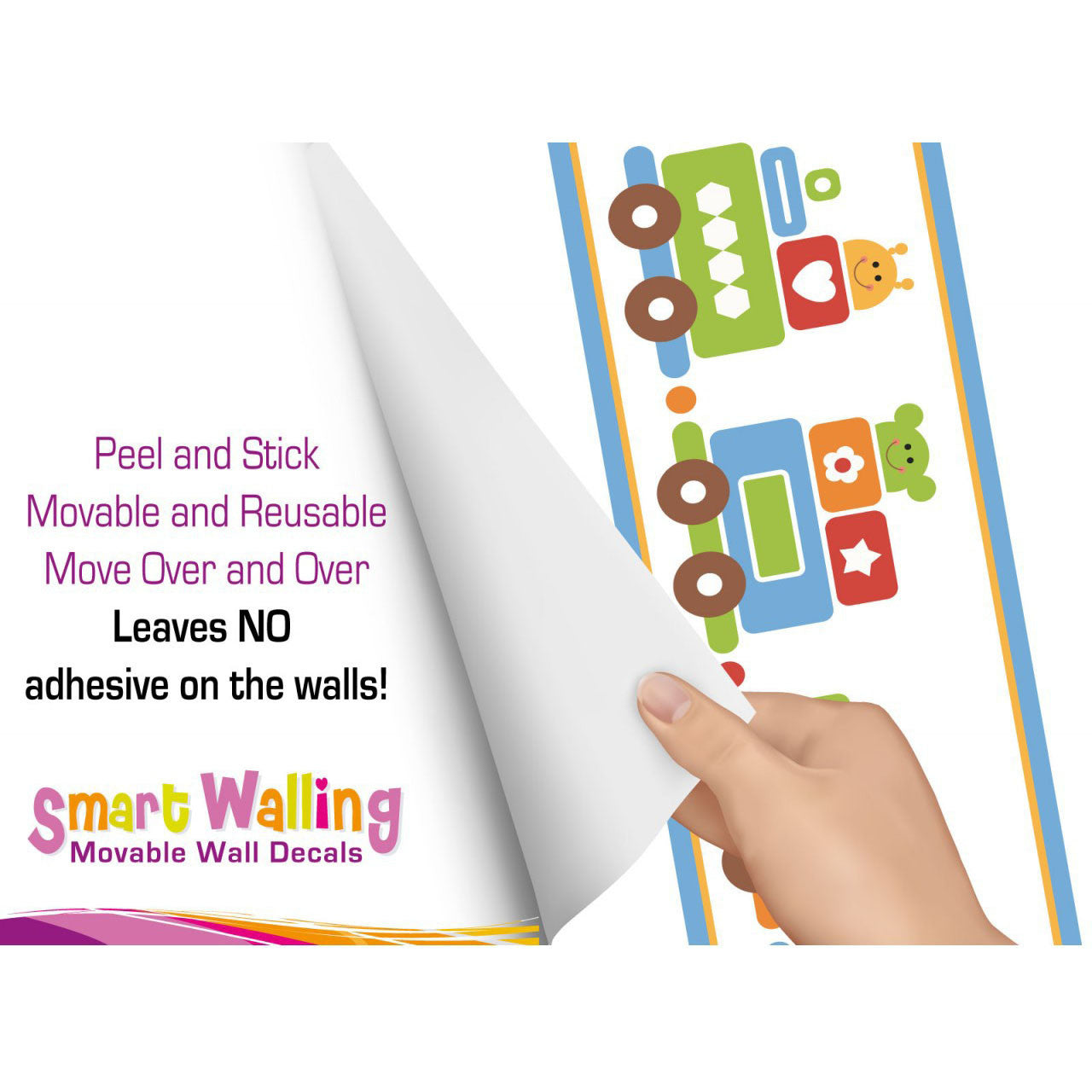 Train Wall Border Stickers - Totally Movable and Reusable