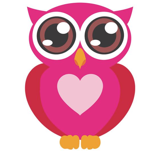 Pink Owl with Big Eyes Wall Stickers - Totally Movable