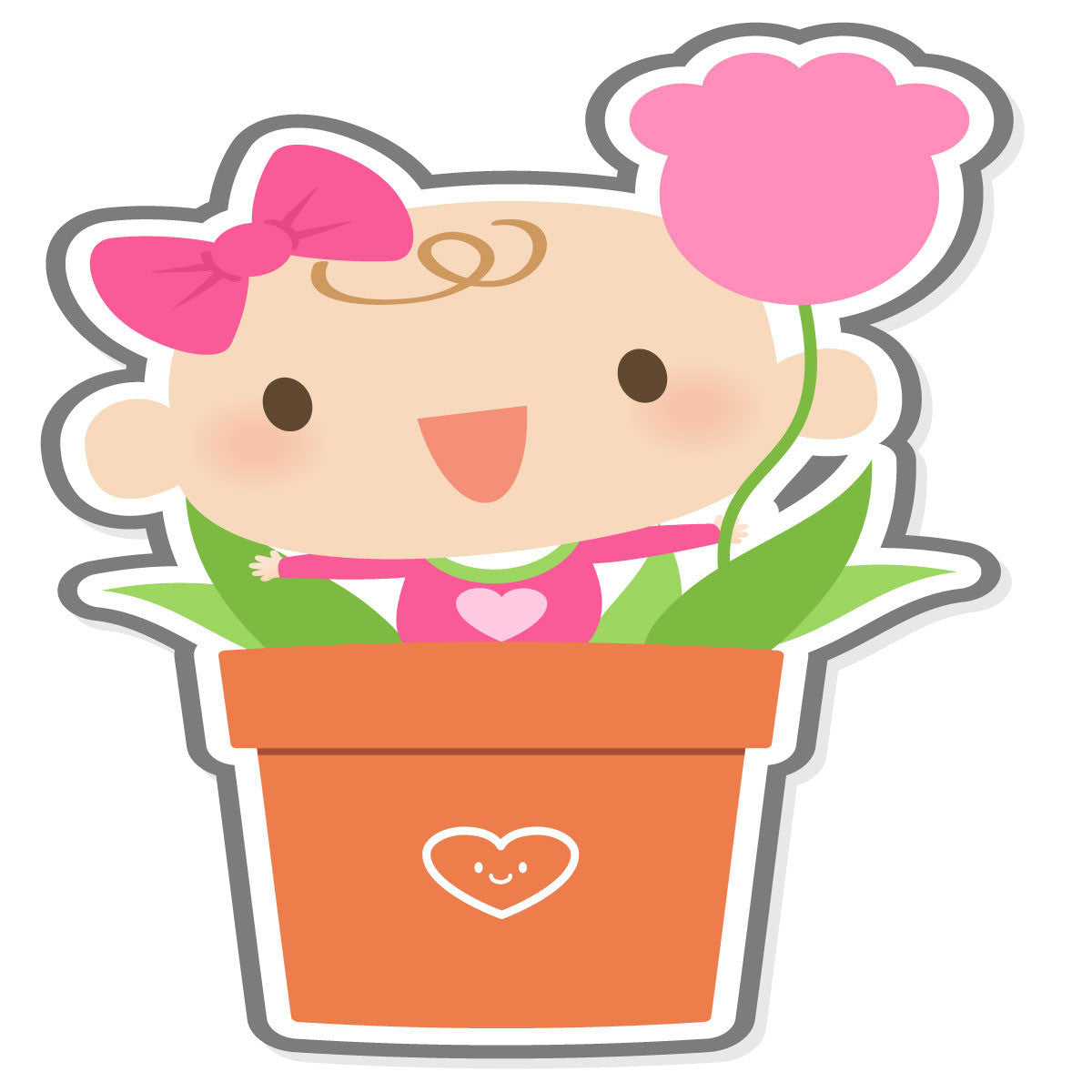 10 X Flowerpot Girl Wall Stickers - Totally Movable