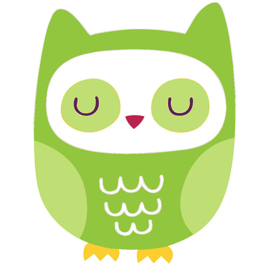 10 X Green Owl Wall Stickers - Totally Movable