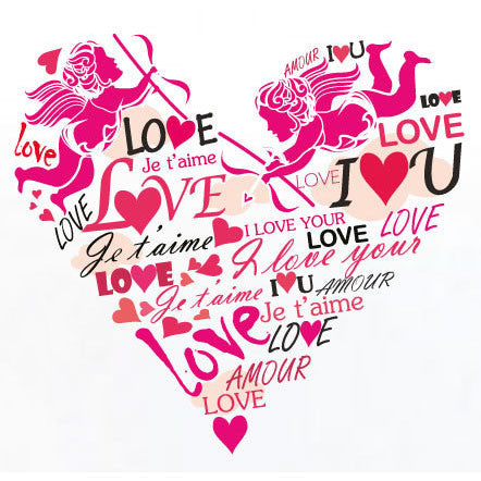 Large Size Pink Cupid Love Hearts Wall Stickers - Totally Movable