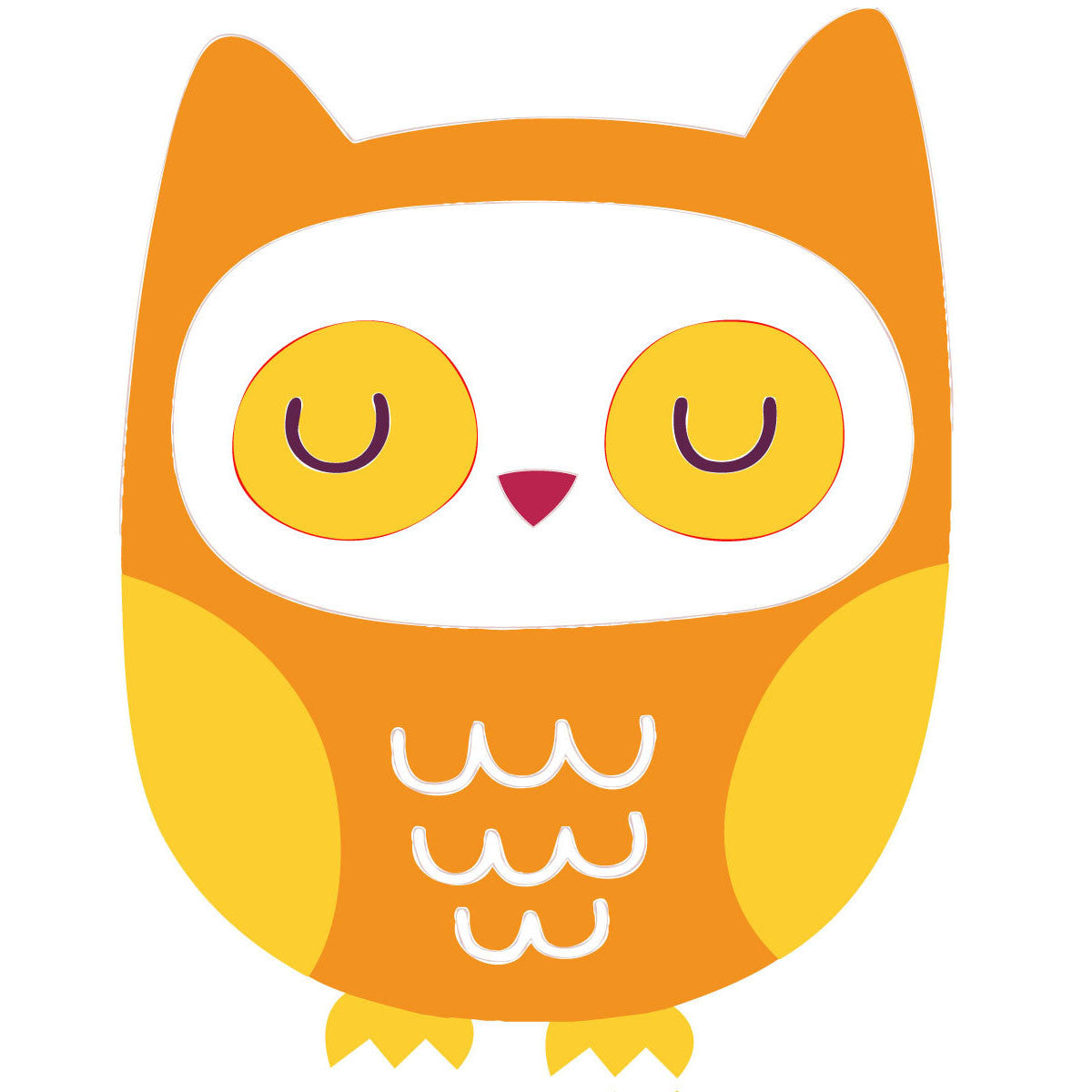 10 X Orange Owl Wall Stickers - Totally Movable