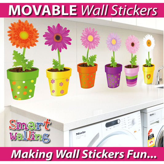 Medium Size Flower Pot Wall Stickers - Totally Movable