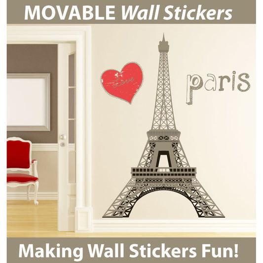 Medium Size Paris Eiffel Tower Wall Stickers - Totally Movable