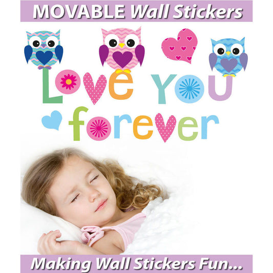 Extra Large Size Love Forever Owls Wall Sticker - Totally Movable