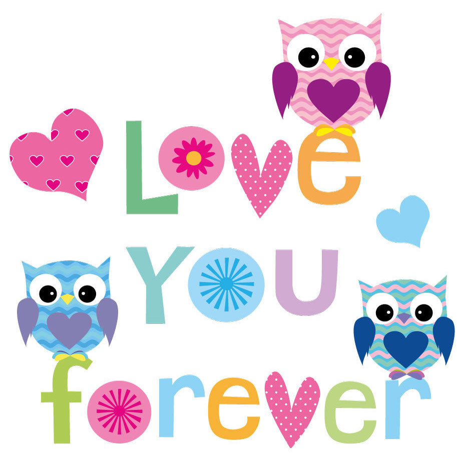 Extra Large Size Love Forever Owls Wall Sticker - Totally Movable