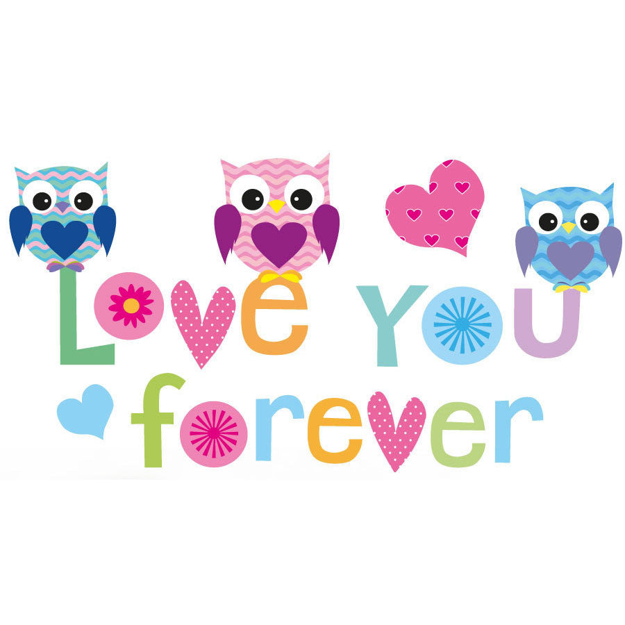 Extra Large Size Love Forever Owls Wall Sticker - Totally Movable