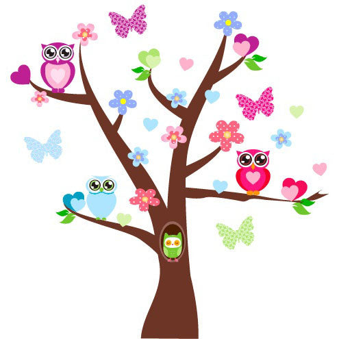 Tree and Owl Wall Stickers - Totally Movable