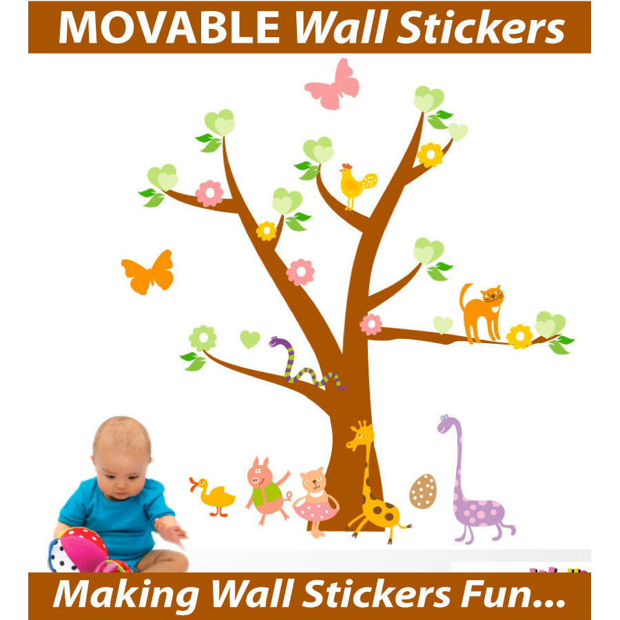 Tree with Cute Animals Wall Stickers - Totally Movable