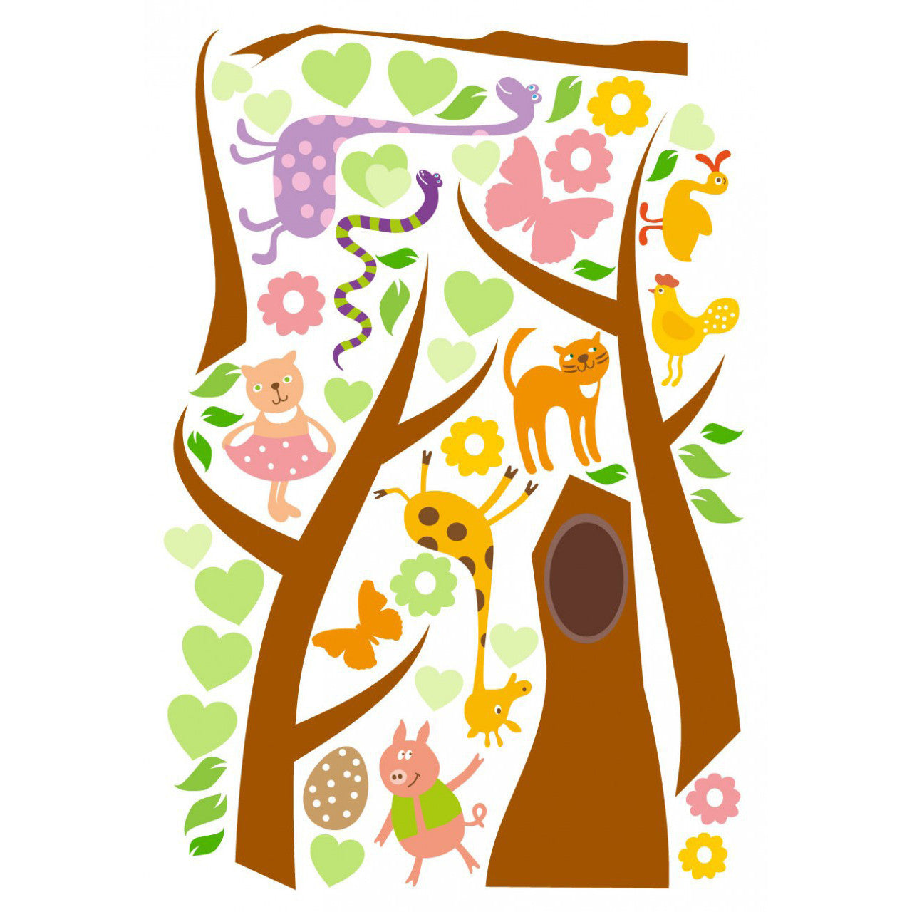 Tree with Cute Animals Wall Stickers - Totally Movable