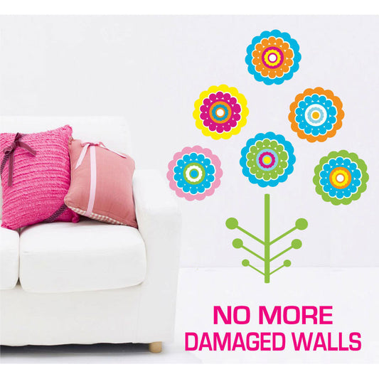 Medium Size Colourful Flower Tree Wall Stickers - Totally Movable