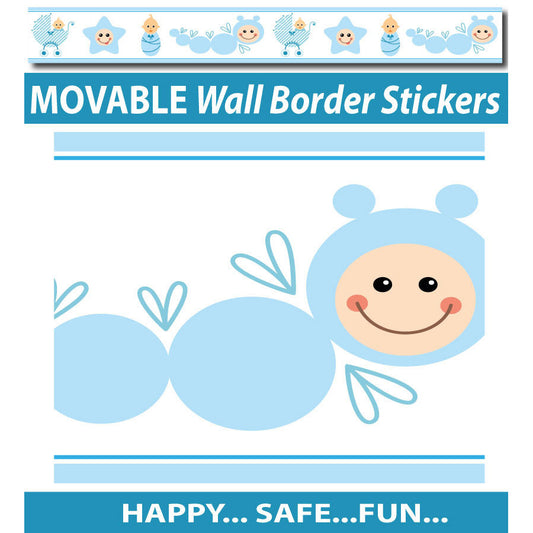 Blue Baby Caterpillar Wall Border Stickers - Totally Movable