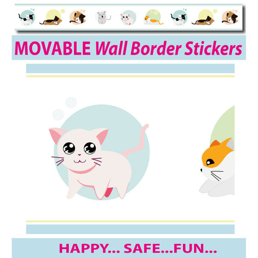 Cute Kittens Wall Border Wall Stickers - Totally Movable