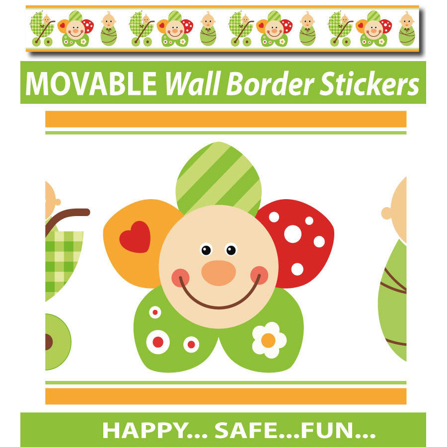 Smiley Flower Face Wall Border Stickers - Totally Movable