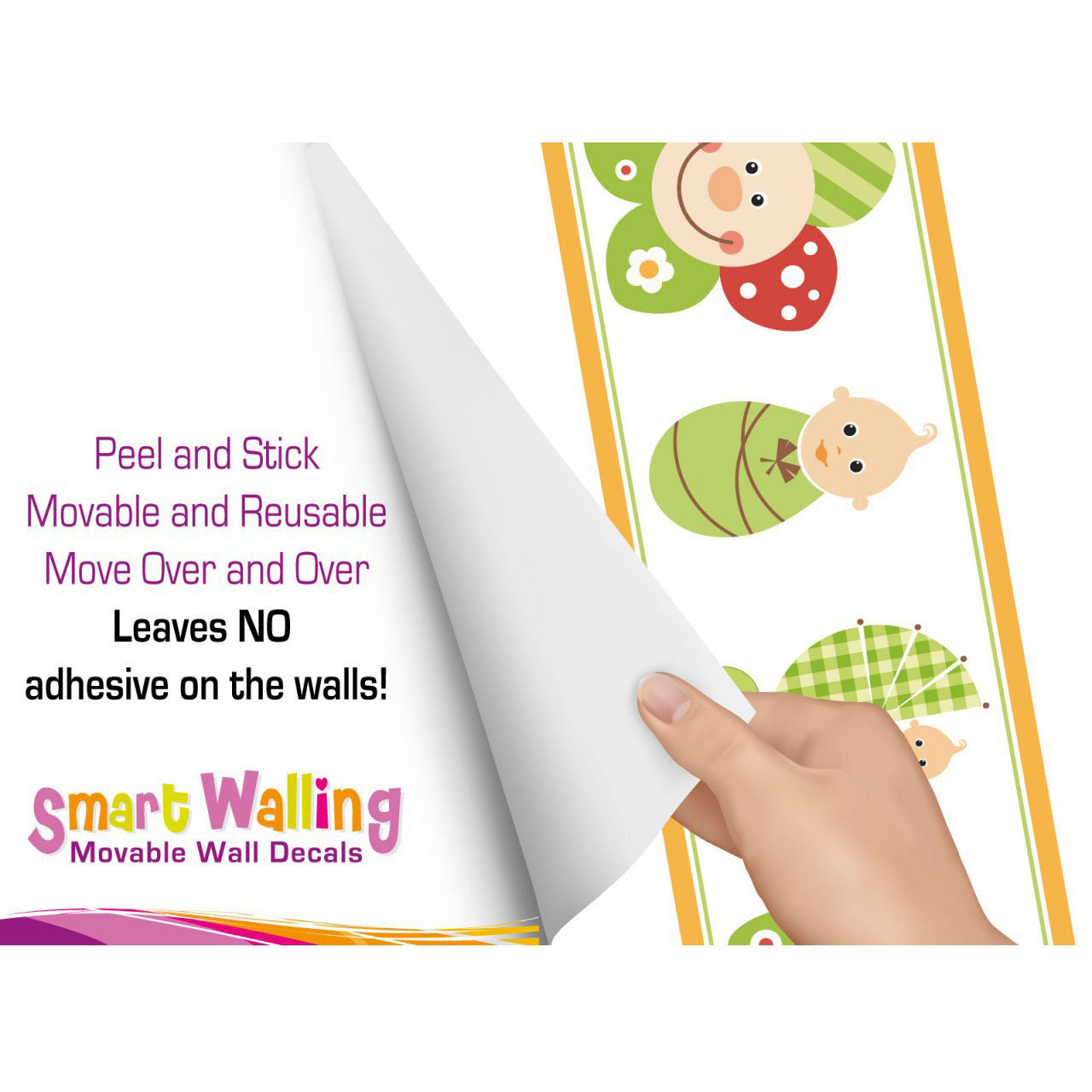 Smiley Flower Face Wall Border Stickers - Totally Movable