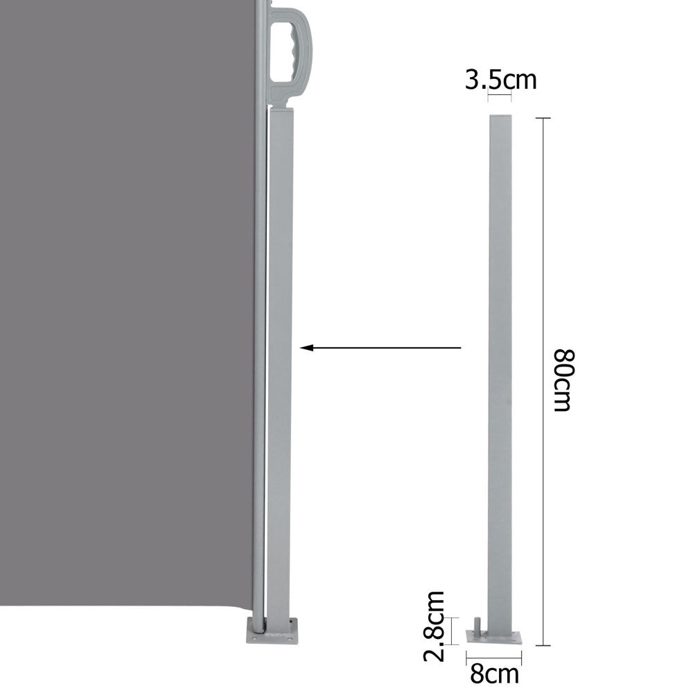 Retractable Side Awning Shade 180cm Grey