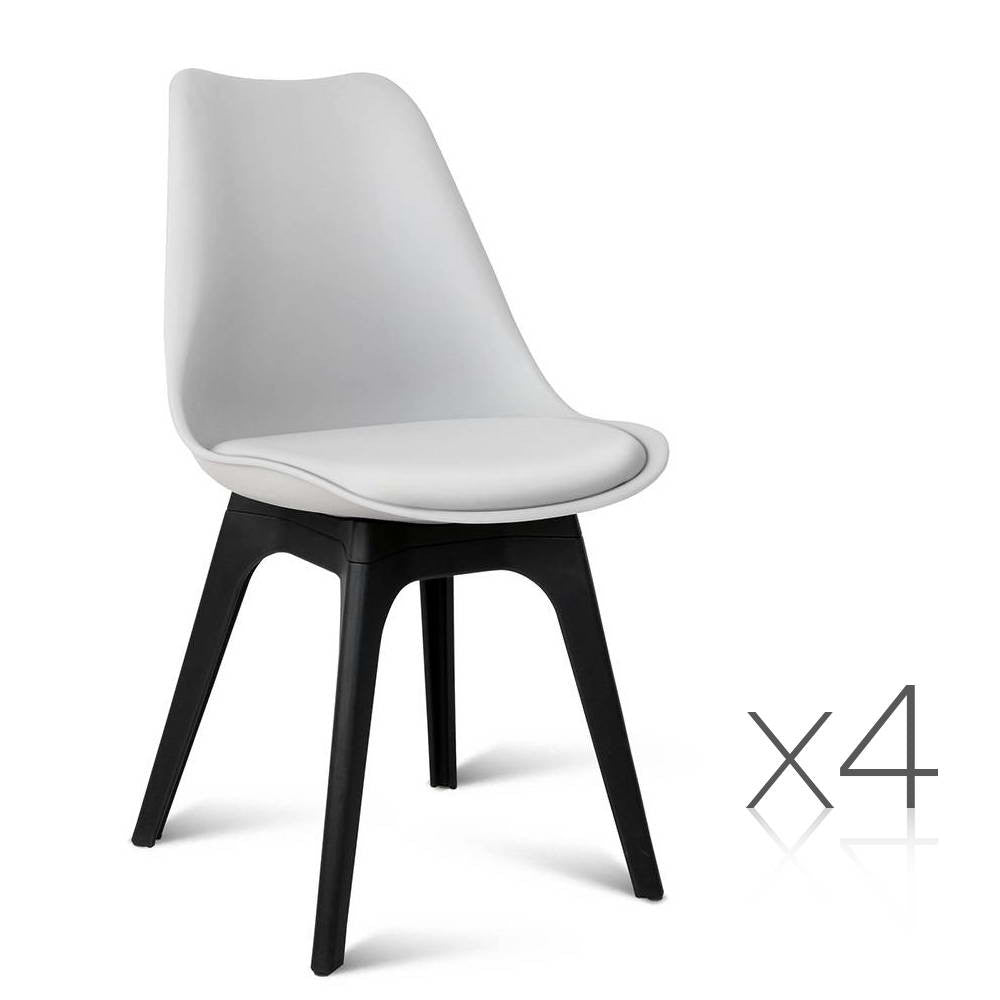 Set of 4 Replica Eames DSW PU Leather Chair White