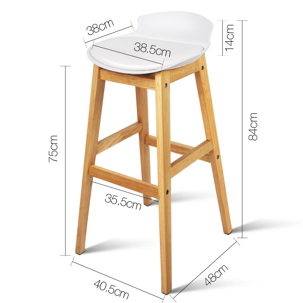 Set of 2 High Seat Back Barstools White